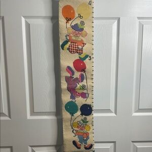 Vintage Needlepoint Cross-stitch Colorful Clown Growth Chart Clowns Grow Kids